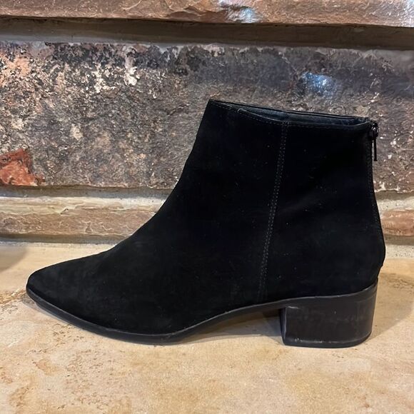 Oak Black Suede Point Toe Ankle Boots - Picture 3 of 9